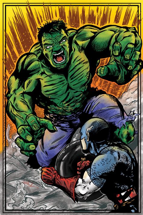 Hulk Vs. Captain America color by pycca on deviantART