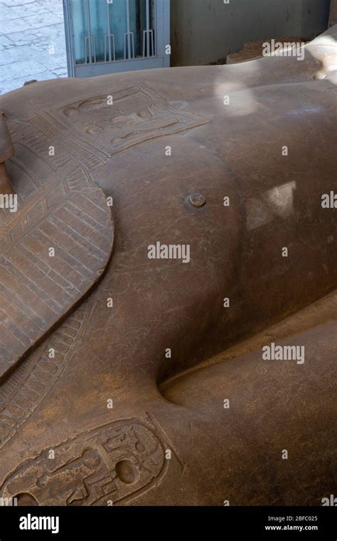 Detail Colossus Of Rameses Ii In The Open Air Mit Rahina Museum Al