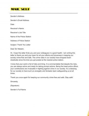 Thank You Letter To Police Officer How To Templates Examples Mail