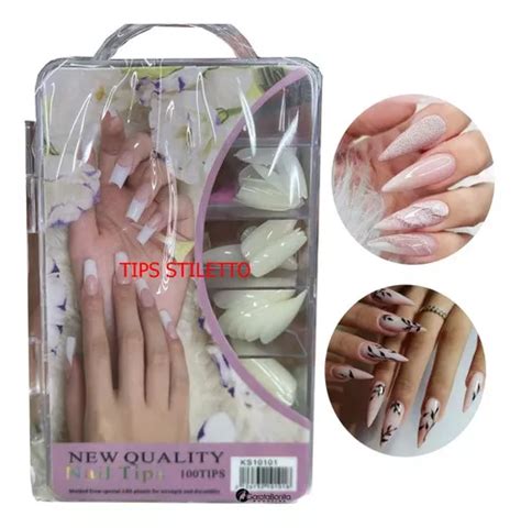 Unhas Bailarina Curvada Longa 100 Unidades Natural Realista Cor Tips