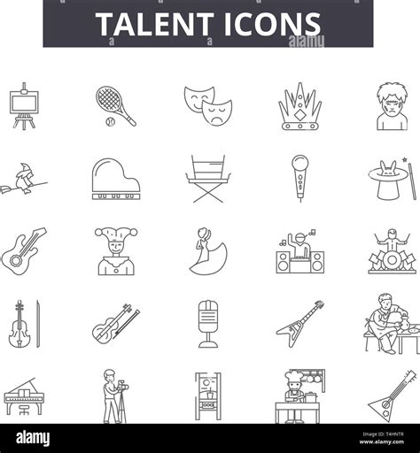 Talent Line Icons Signs Set Vector Talent Outline Concept