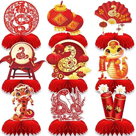 Pcs Paper Honeycomb Year Of The Snake Chinese New Year Tabletop