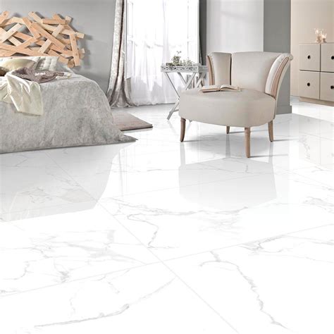 Miramar White Polished Porcelain Tile 300x600mm Marble Effect Tiles