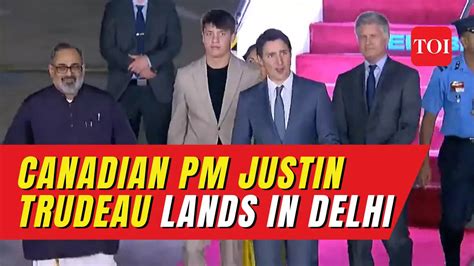 Canadian Pm Justin Trudeau Arrives In New Delhi To Attend G20 Summit