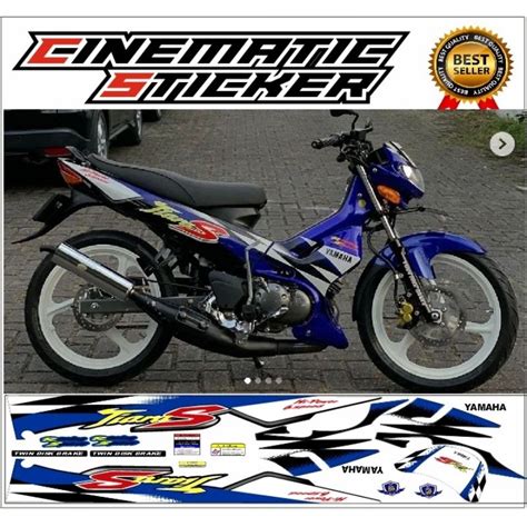 Jual Sticker Striping Yamaha Tiara S Biru Hitam Variasi Laminasi Glosy