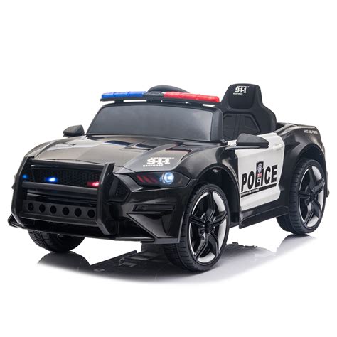 New 12V Kids Ride On Police Car with 2.4GHZ Remote Control LED Lights ...