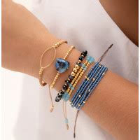 SET PULSERA TEJIDA CRISTAL CORAZOL AZUL PULS098 Santa Tentación Accesorios