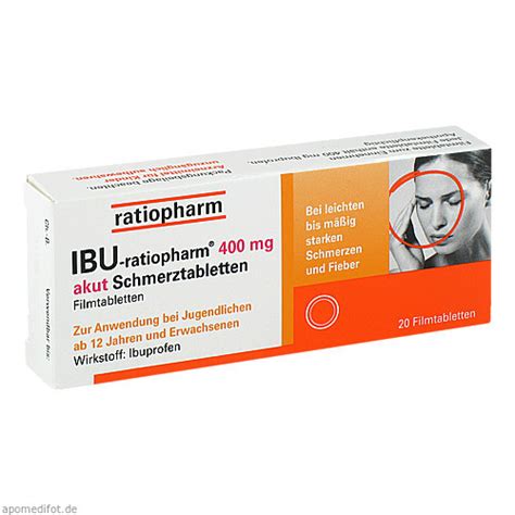 Ibu Ratiopharm 400mg Akut Schmerztabletten 20 St