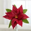 Red Glittered Artificial Poinsettia Stem Picks Sprays Florals