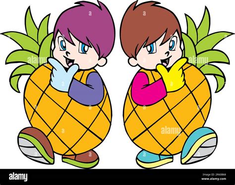 Cartoon Happy Pineapple Stock Vector Images Alamy