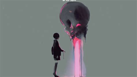 Anime Girl And Skull Live Wallpaper - SetLivewallpaper