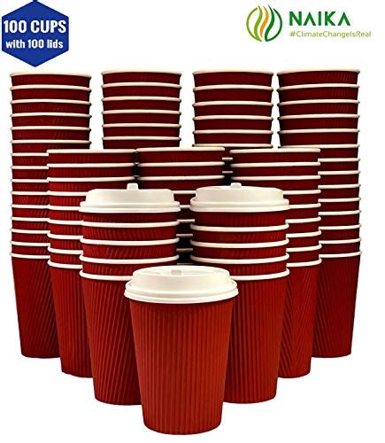 Eco Friendly Red Ripple Coffee Cups With Lids Disposable Insulated