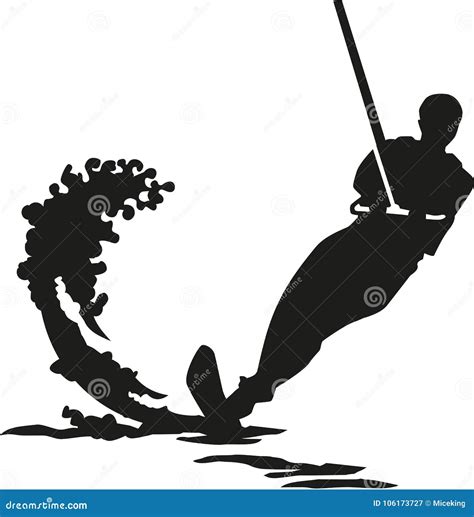 Water Ski Silhouette With Wave Stock Vector Illustration Of Sport