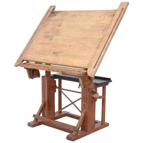 Impressive Industrial Wooden Drafting Table at 1stDibs