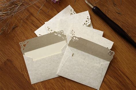 25 Mini Envelopes With Blank Cards Parchment Natural Paper Wedding