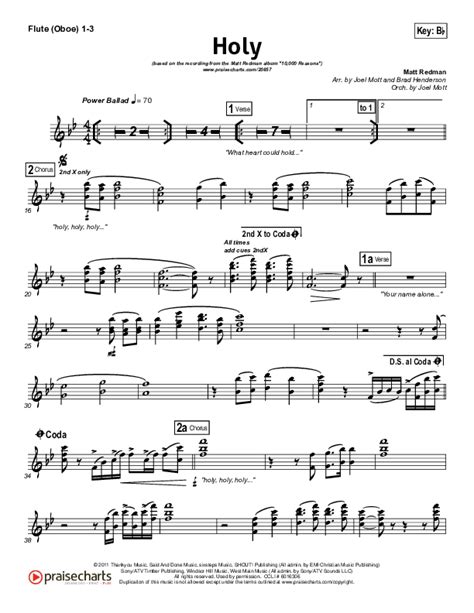 Holy Flute Oboe Sheet Music Pdf Matt Redman Praisecharts