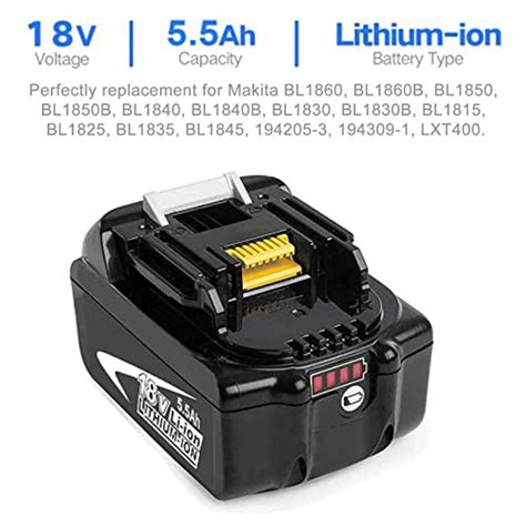 2 Packs Bl1850b 18v 5 5ah Replacement Battery Compatible With Makita