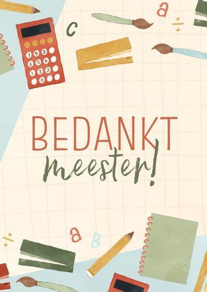 Vrolijke Bedankkaart Juf Of Meester Met Kaartje Go Bedanken