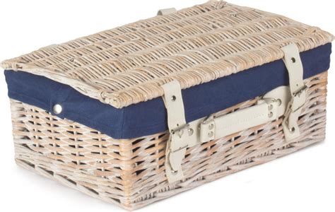 14 White Hamper With Navy Blue Lining Empty Hampers