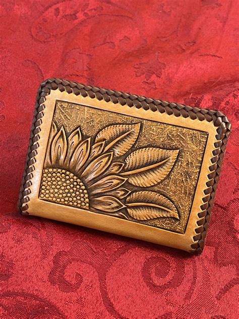 Sunflower Wallet C And B Leather Custom Hand Made Leather Goods