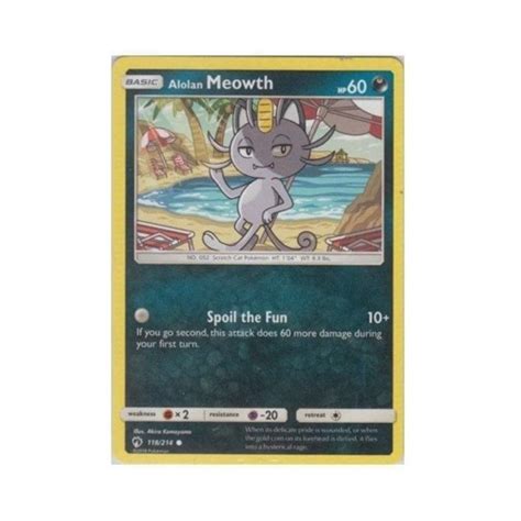 Pokemon Tcg Alolan Meowth 118 214 Common Card Sun And Moon Lost Thunder Ebay