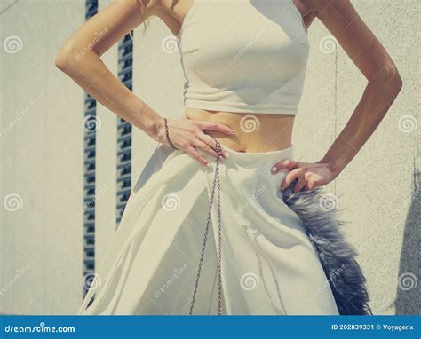 Woman Wearing Crop Top And Culottes Stock Image Image Of Vacations Culottes 202839331