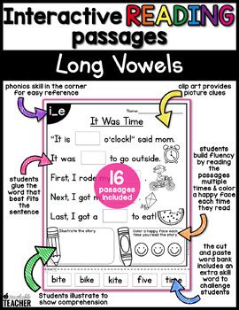 Long Vowel Interactive Reading Passages By A Teachable Teacher TpT