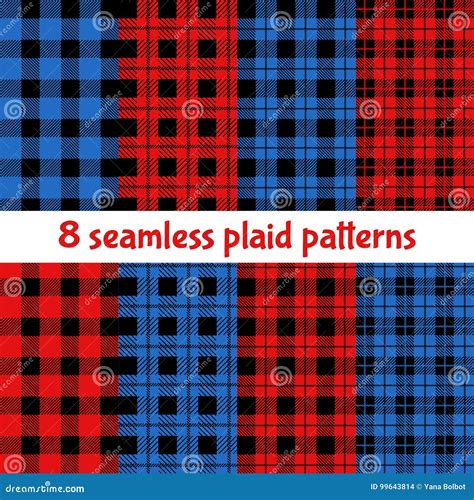 Plaid and Buffalo Check Patterns. Red, Black, Beige Plaid, Tartan and ...