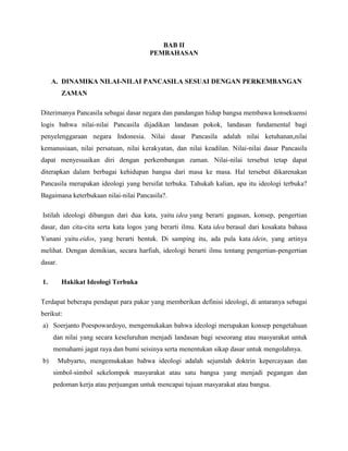 Makalh Dinamika Nilai Nilai Pancasila Sesuai Dengan Perkembangan Zaman Docx