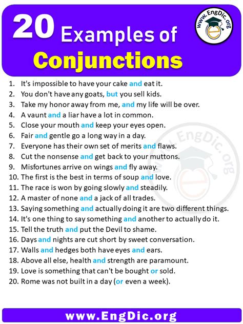 20 Examples Of Conjunctions In Sentences Engdic