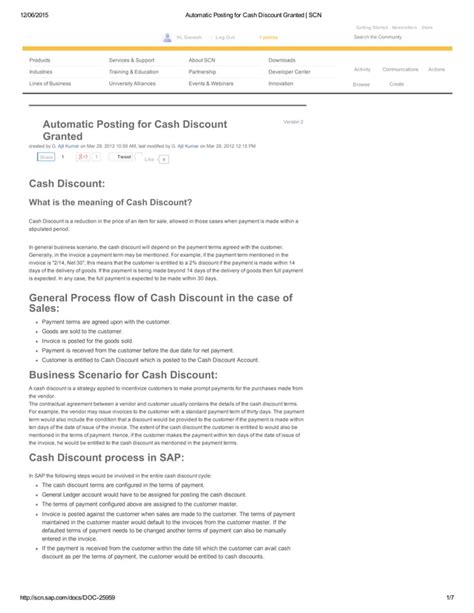 Automatic Posting For Cash Discount In Sap Pdf