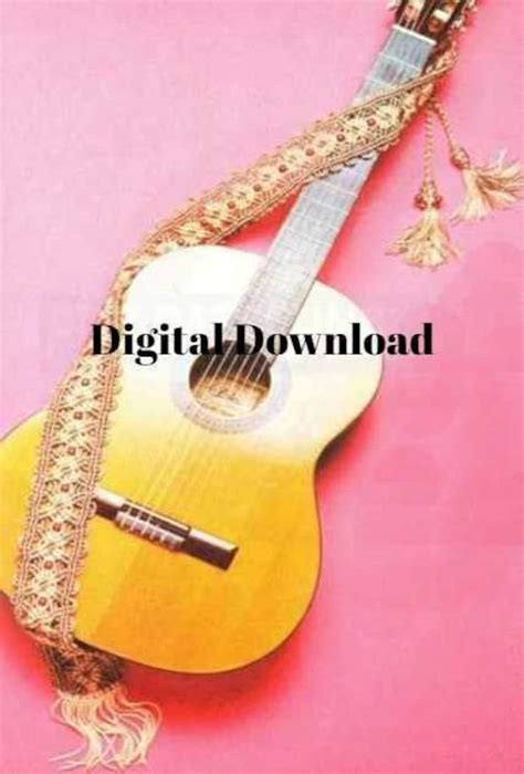 Macrame Guitar Strap Pattern Vintage 70s Hippie Boho Jute Hemp Knot