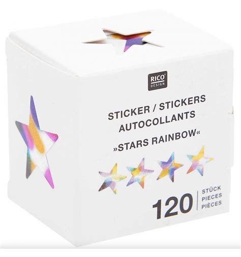 120 Autocollants Etoiles Arc En Ciel Rico Design