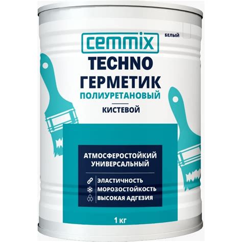 Герметик полиуретановый CEMMIX "Кистевой", банка 1 кг, цвет белый ...