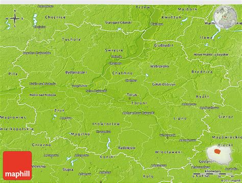 Physical D Map Of Kujawsko Pomorskie