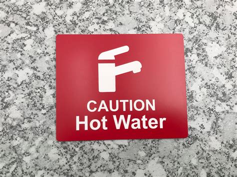 Caution Hot Water Sign Adhesive Sticker Etsy