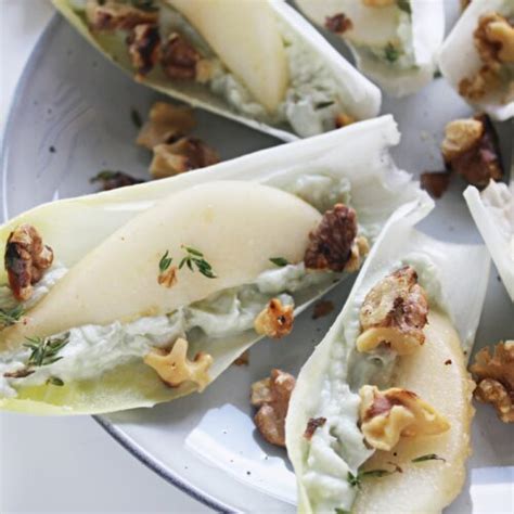 Festive Elegance Roquefort And Pear Salad In Chicory Boats Tasty