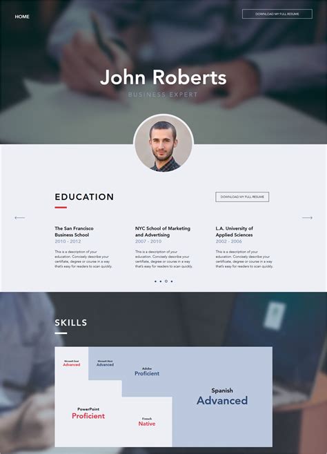 30 Best Free Online Resume CV Website Templates