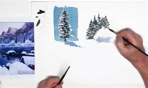 Watercolor Techniques for Realistic Snowy Trees & Bushes - Beebly's ...