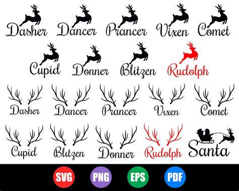 Christmas Svg Reindeer Names Svg Reindeer Svg Santa Svg Etsy