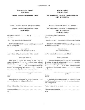 Fillable Online Gnb Appendix Of Forms Form B Formule B Order For