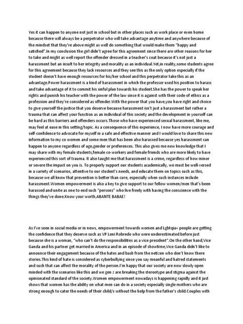 Gender Sexual Harassment Essay Pdf Sexual Harassment Teachers