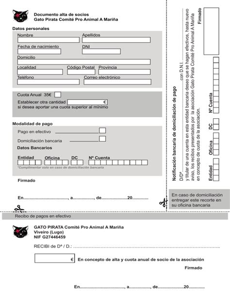 Entidad Oficina DC Nº Cuenta Notificación bancaria de