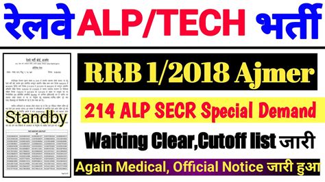 Rrb Ajmer Alp Additional Panel Jari Rrb Ajmer Alp Waiting Clear Rrb