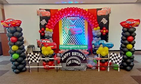 2d Mcqueen Cars Themed Birthday Party Decoration Bangalore Catering