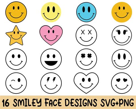 Smiley Face Svg Bundle Retro Groovy Boho Happy Face Trippy Etsy