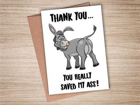 You Really Saved My Ass Greeting Card Thank You Card Etsy