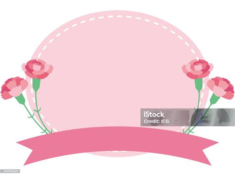 Mothers Day Carnation And Oval Frame Stock Illustration Download