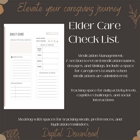 Elderly Care Checklist Etsy