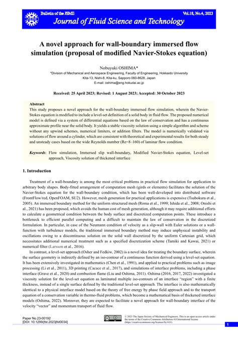 PDF A Novel Approach For Wall Boundary Immersed Flow Simulation